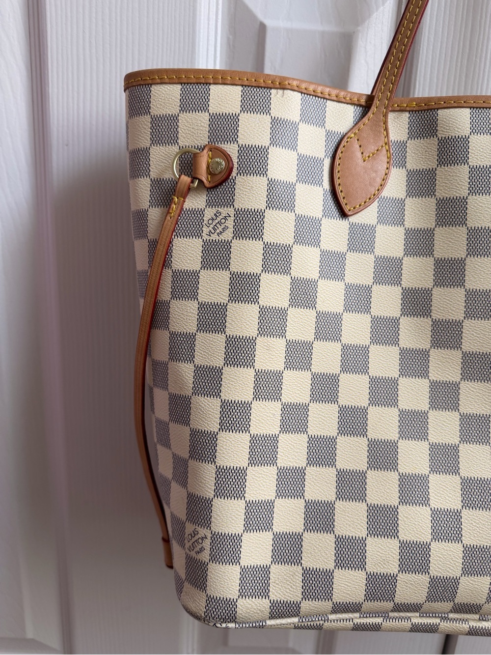 Fashion Inspired Checkered Canvas Tote Bag in Beige and Tan - Picture 4 of 16